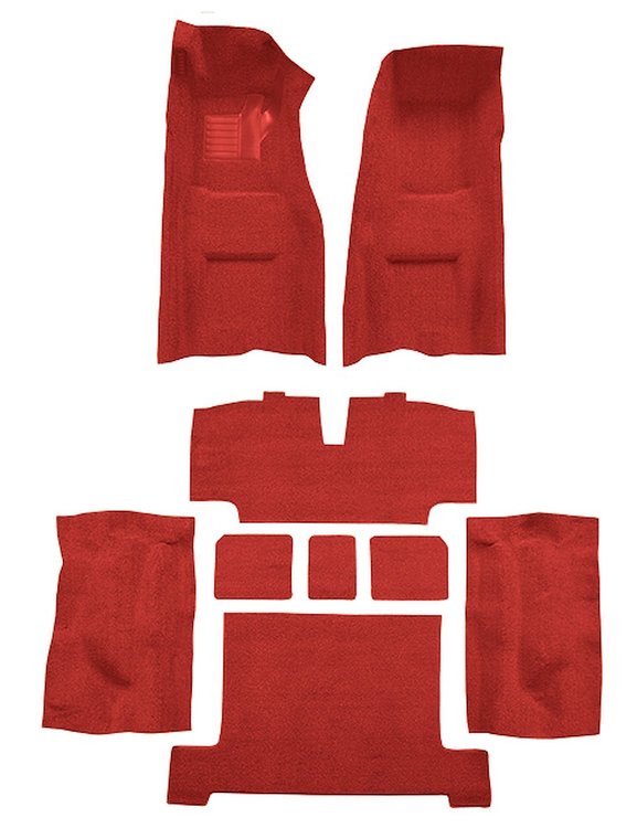 Molded Loop Complete Interior Carpet for 1969-1970 Chevy Corvette Coupe & Roadster [4-Speed, OE-Style Jute Backing, Red]