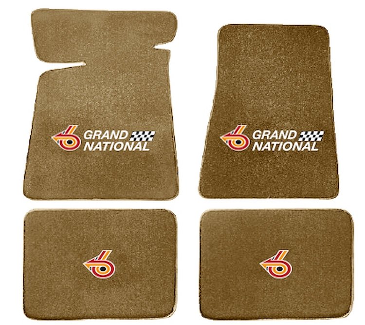 Molded Cut Pile Floor Mats for 1984-1987 Buick Regal Grand National [4-Piece, W/Grand National Logo, Medium Doeskin]