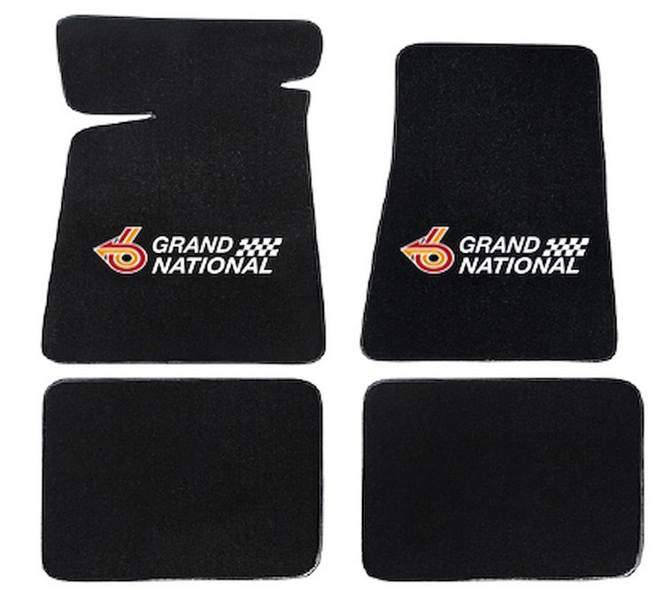 Molded Cut Pile Floor Mats for 1984-1987 Buick Regal Grand National [4-Piece, W/Grand National Logo, Black]