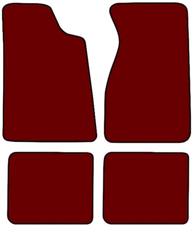 Molded Cut Pile Floor Mats for 1979-1993 Ford Mustang [4-Piece, Red]
