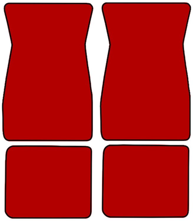 Molded Loop Floor Mats for 1964-1968 Ford Mustang [4-Piece, Red]