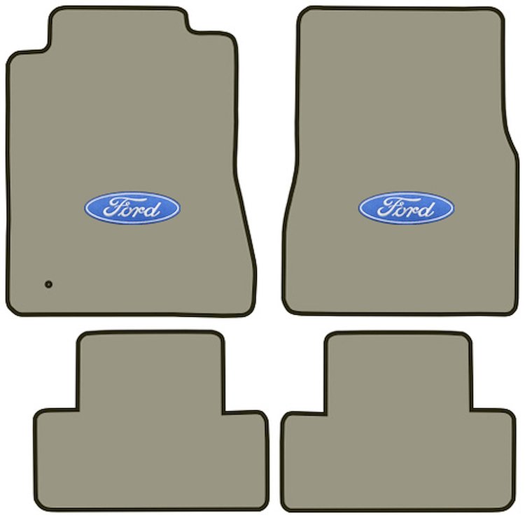 Molded Cut Pile Floor Mats for 2005-2009 Ford Mustang [Ford In Oval Logo, 4-Piece, Almond]