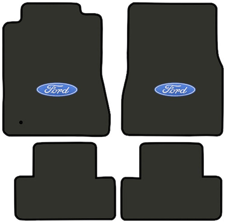 Molded Cut Pile Floor Mats for 2005-2009 Ford Mustang [Ford In Oval Logo, 4-Piece, Dark Slate]