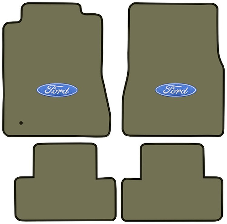 Molded Cut Pile Floor Mats for 2005-2009 Ford Mustang [Ford In Oval Logo, 4-Piece, Sandalwood]