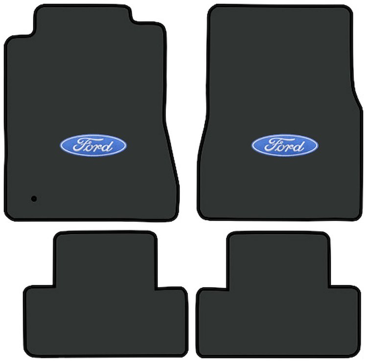 Molded Cut Pile Floor Mats for 2005-2009 Ford Mustang [Ford In Oval Logo, 4-Piece, Ebony]