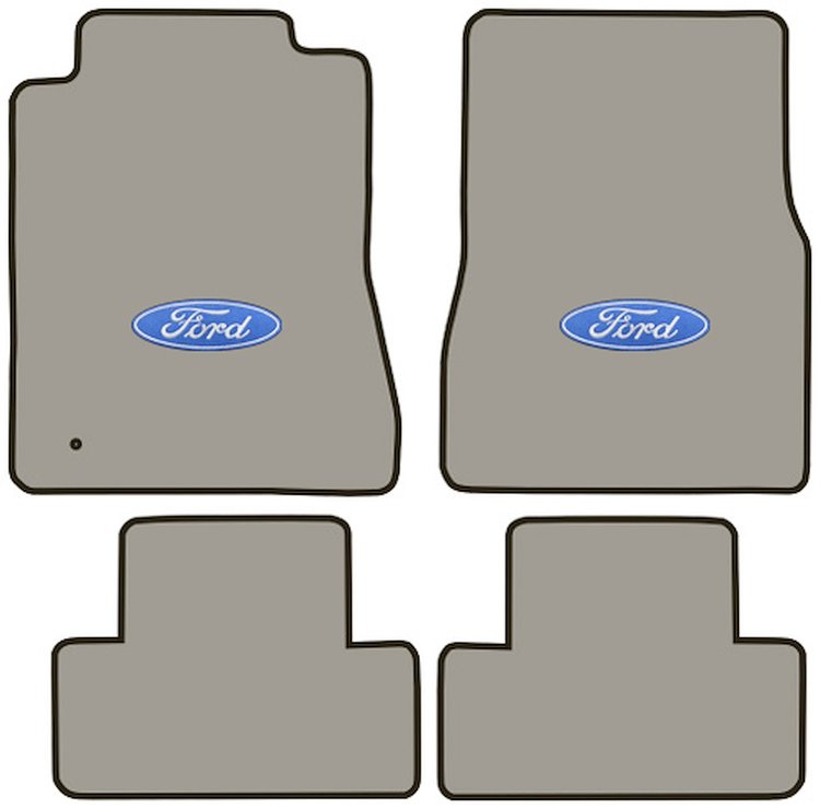 Molded Cut Pile Floor Mats for 2005-2009 Ford Mustang [Ford In Oval Logo, 4-Piece, Medium Gray/Pewter]