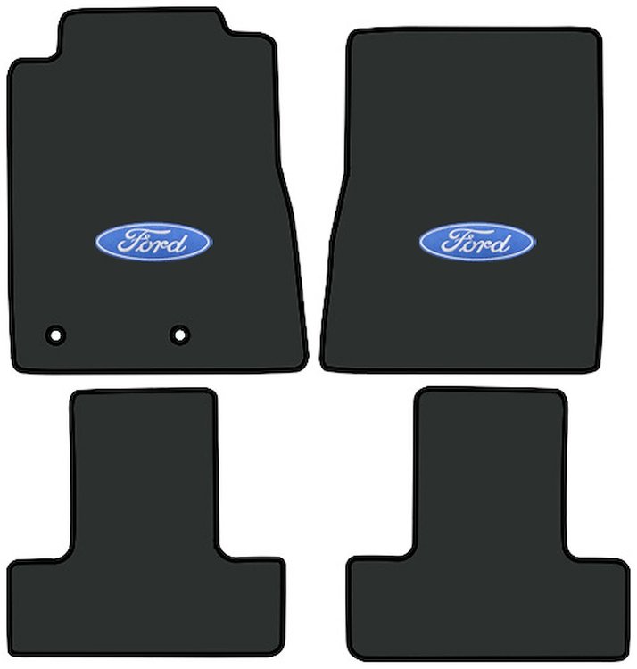 Molded Cut Pile Floor Mats for 2010-2014 Ford Mustang [Ford In Oval Logo, 4-Piece, Ebony]