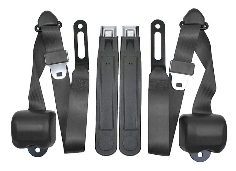 3-Point Retractable Seat Belts for 1973-1987 Chevrolet & GMC Trucks w/Bucket Seats [Charcoal]