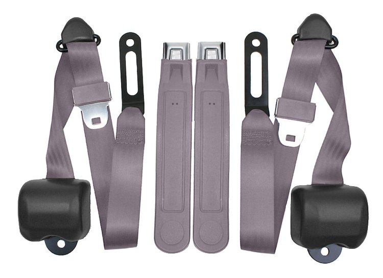 3-Point Retractable Seat Belts for 1973-1987 Chevrolet & GMC Trucks w/Bucket Seats [Gray]