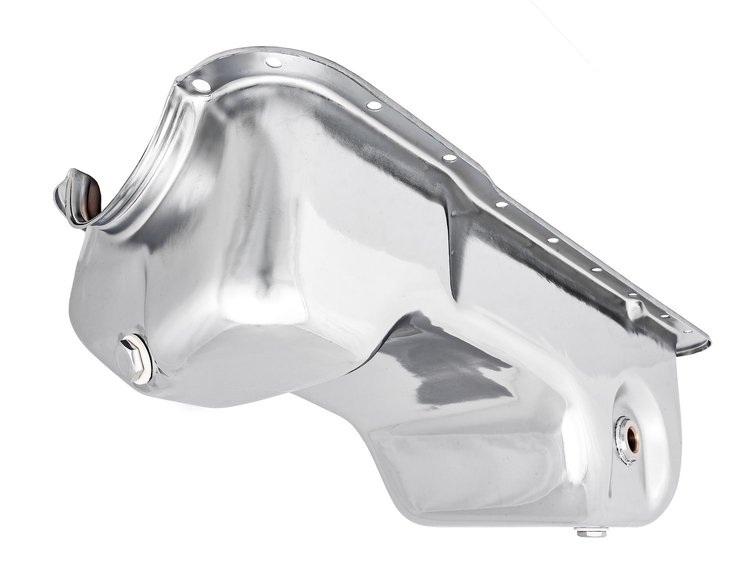 Stock-Style Replacement Oil Pan for 1979-1995 Ford Mustang 5.0L w/Low Oil Level Sensor Port [Chrome]