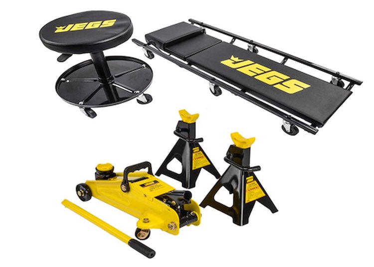 Hydraulic Utility Floor Jack, Jack Stands, Creeper, and Air Seat