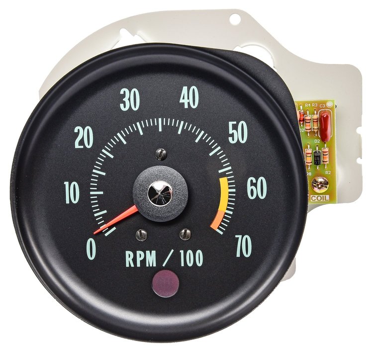 Factory Style Tach, 0-7,000 RPM/6,500 RPM Redline for 1970 Chevrolet Chevelle, El Camino, Monte Carlo w/V8 [In-Dash Mounted]