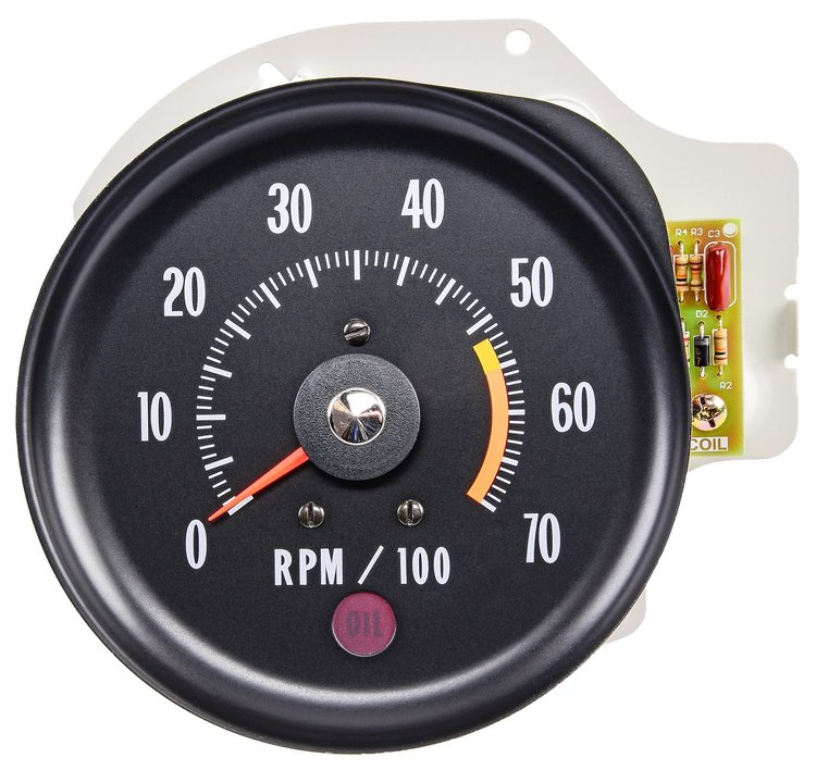 Factory Style Tach 0-7,000 RPM/5,500 RPM Redline for 1971-1972 Chevrolet Chevelle, El Camino, Monte Carlo w/V8 [In-Dash Mounted]