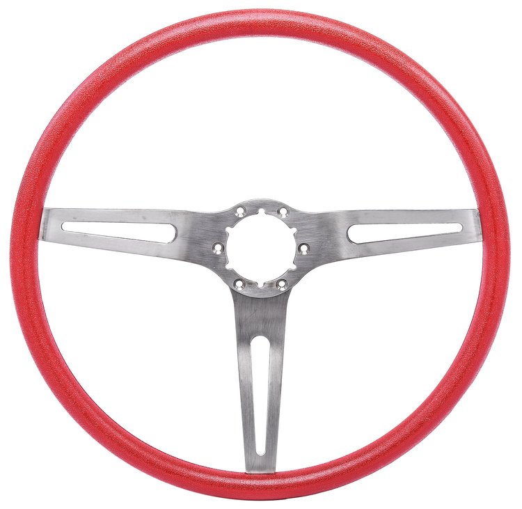 3-Spoke Comfort Grip Steering Wheel Fits Select 1967-1972 Chevrolet Cars & 1960-1975 Chevrolet & GMC Trucks [Red Grip]