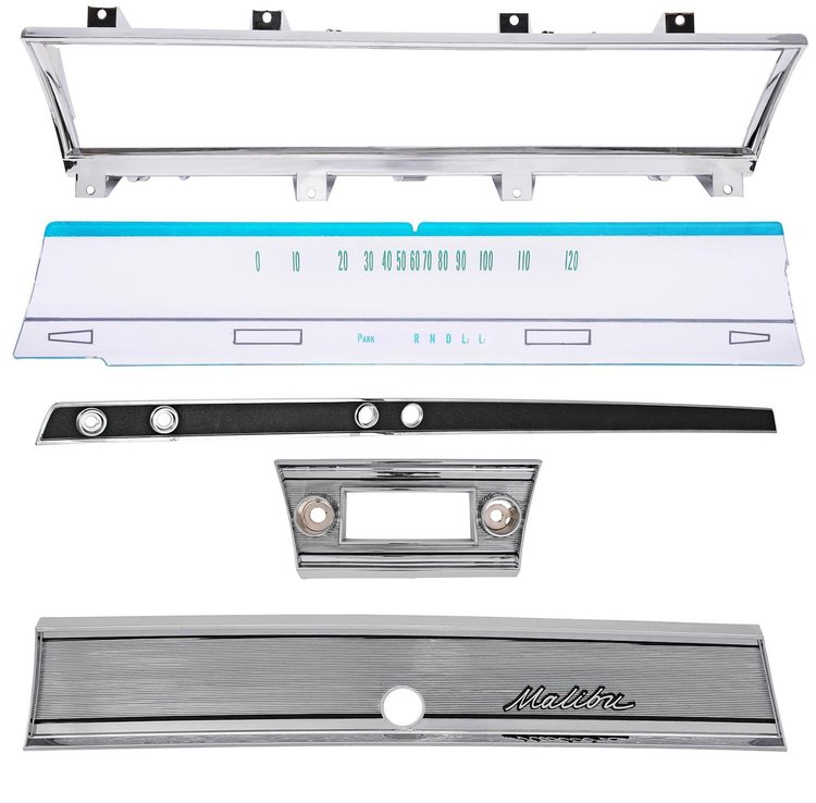 Deluxe Dash Restoration Kit for 1967 Chevrolet Chevelle & El Camino w/Column Shift TH Auto Trans [Malibu Script]