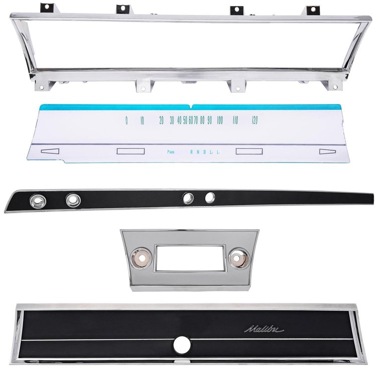 Deluxe Dash Restoration Kit for 1966 Chevrolet Chevelle & El Camino w/Column Shift Turbo Hydramatic Auto Trans [Malibu Script]