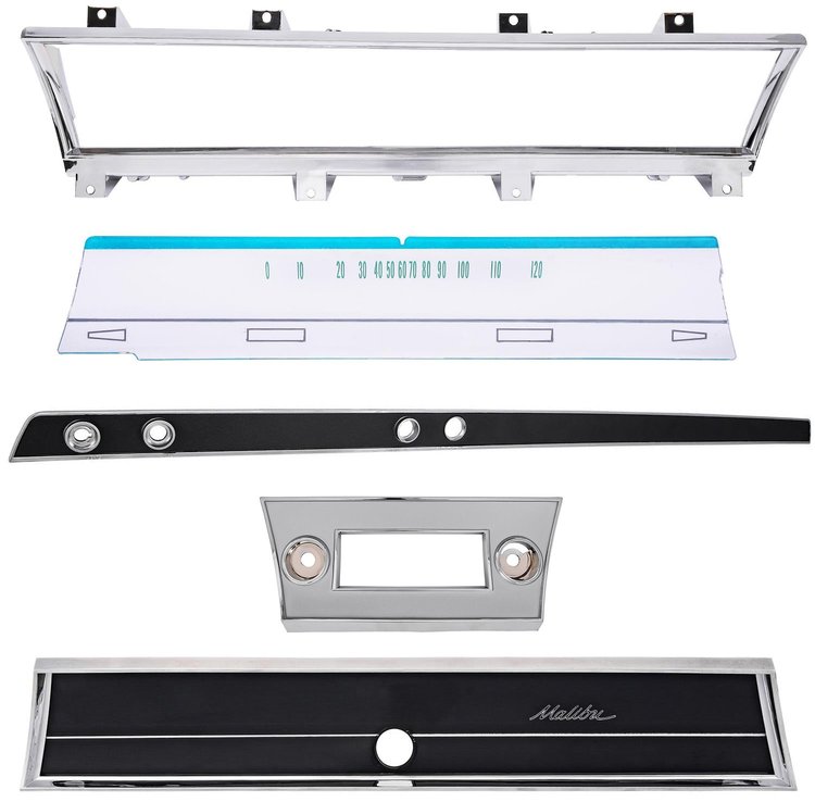 Deluxe Dash Restoration Kit for 1966 Chevrolet Chevelle & El Camino w/Floor Shift Auto Trans [Malibu Script]