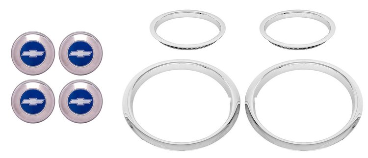 Bowtie Wheel Center Caps and Trim Rings Kit for 1970-1975 Chevrolet Camaro Z/28, 1971-1972 Chevrolet Chevelle, El Camino SS