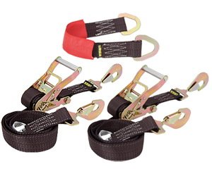 Tie-Down and Axle Strap Kit Two 10,000lb-rated 2" x 8" ratchet tie-downs