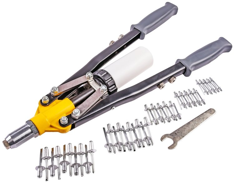 Heavy-Duty Hand Rivet Set with Collection Bottle [17 1/2 in. Extra-Long Handle]