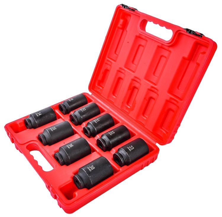 9-Piece, 6-Point Axle Nut Socket Set [Metric]