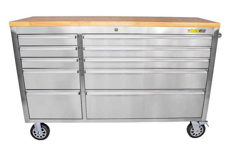 55 in. 10-Drawer Rolling Tool Cabinet [Stainless Steel]