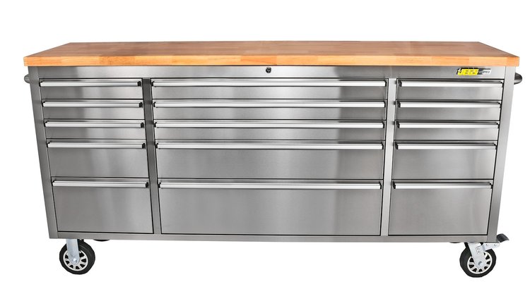 72 in. 15-Drawer Rolling Tool Cabinet [Stainless Steel]