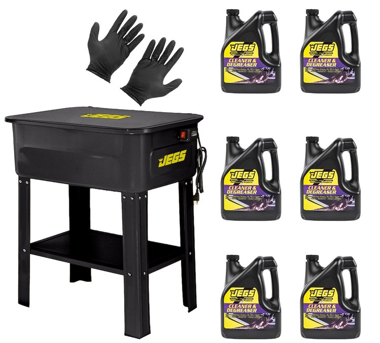 Parts Washer Kit with 6 One Gallon Bottles of Cleaner/Degreaser & Large Gloves [20-Gallon Tank]