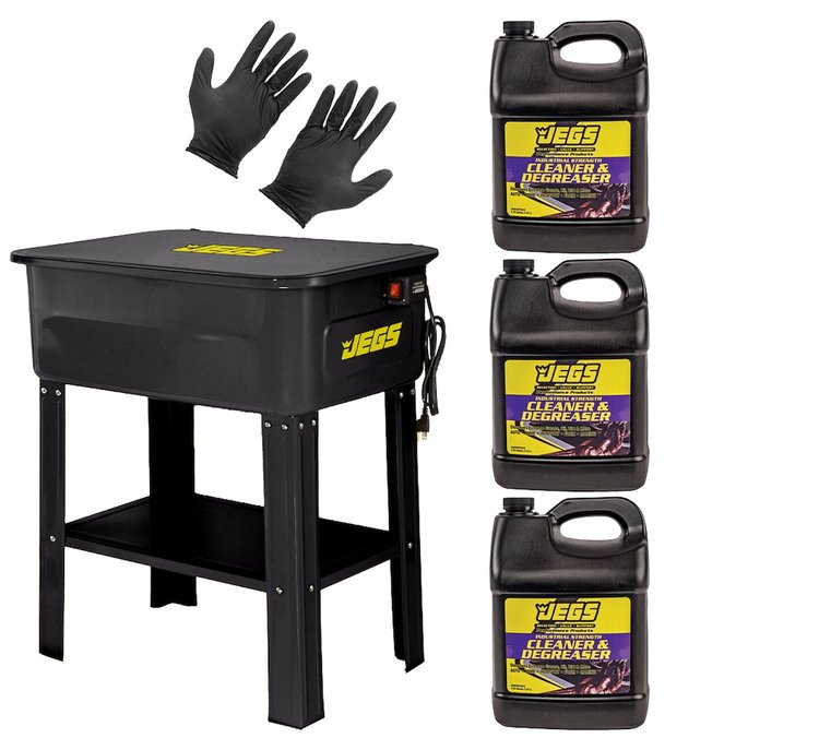 Parts Washer Kit with 3 Two Gallon Bottles of Cleaner/Degreaser & Large Gloves [20-Gallon Tank]