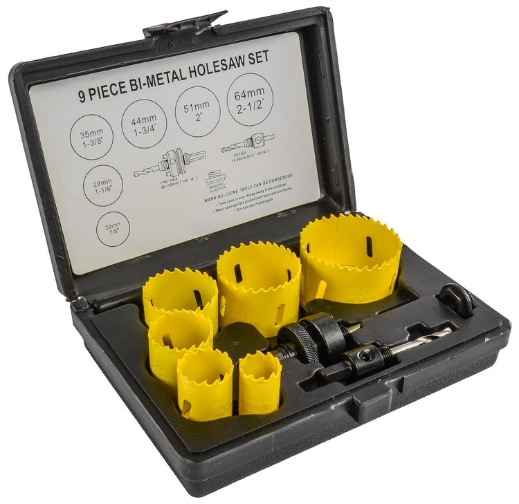 Bi-Metal Hole Saw Set with Arbors [9-Piece]