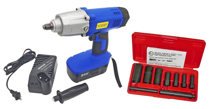 24 V Cordless Impact Wrench & Wheel Lock Removal Kit