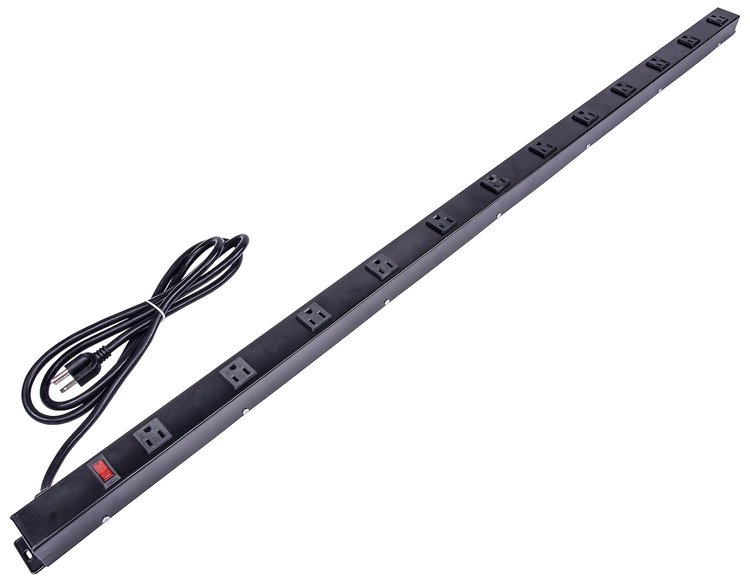 Power Strip with Surge Protector - 4 ft., 12 Outlets, 15 Amp
