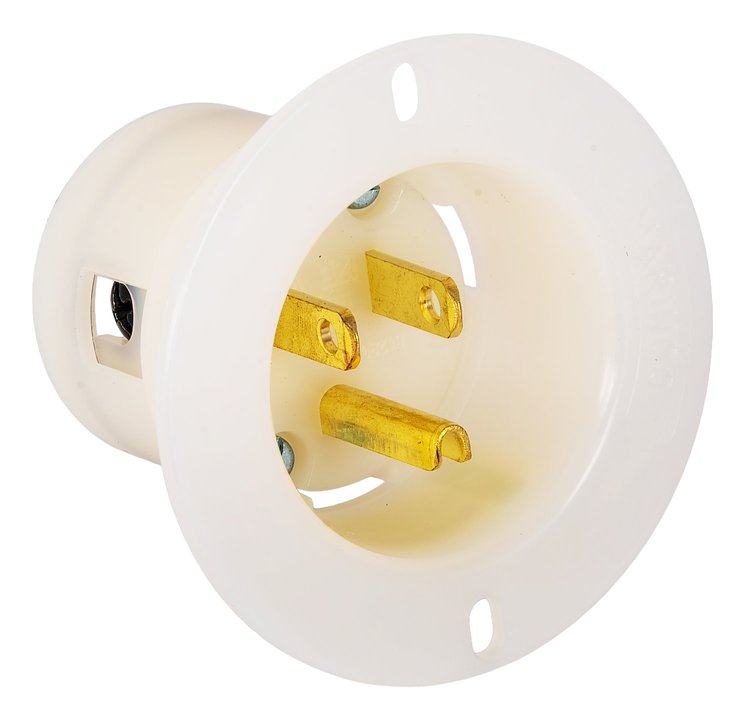 110 V Recessed Male Outlet Plug [Surface Mount - No Electrical Box Needed for Mounting]
