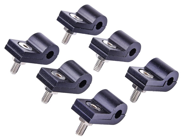 Line Clamps, 3/16 in. [6 pack, Black Aluminum]