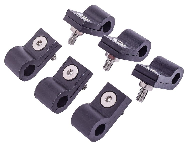 Line Clamps, 1/4 in. [6 pack, Black Aluminum]