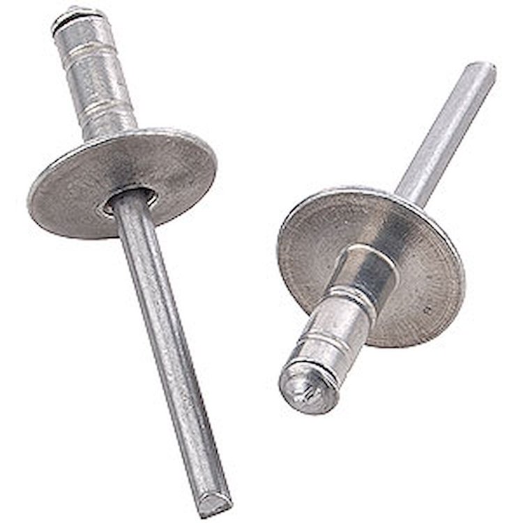 Aluminum 3/16" Rivets 5/8" Button Head, Steel Nail
