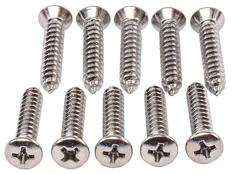 Phillips Oval Head Sheet Metal Screws 10 x 1 in. [Chrome]