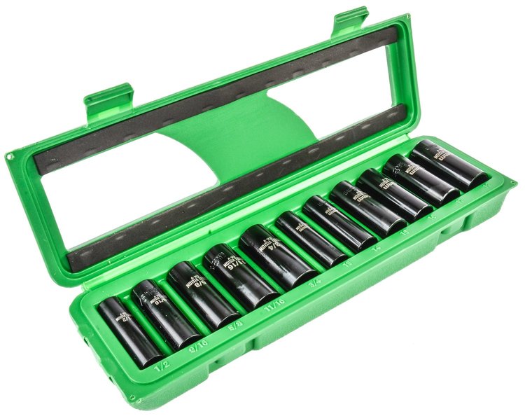 Deep Well Impact Socket Set, 3/8 in. Drive [SAE/Metric 11-Piece]