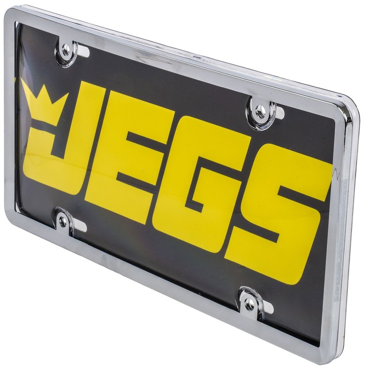 License Plate Frame with Chrome  Finish and Clear Bubble Cover