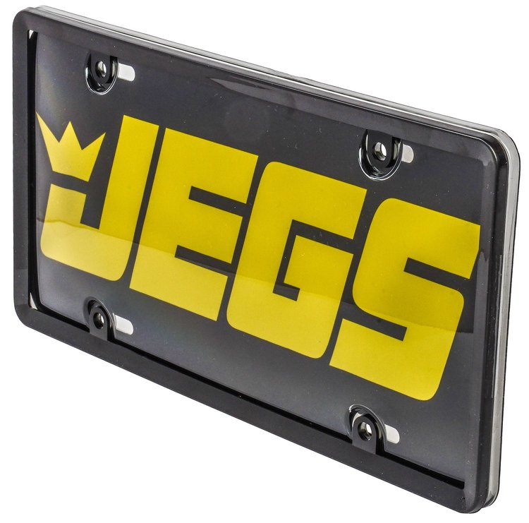 License Plate Frame with Black Finish and Smoke Bubble Cover