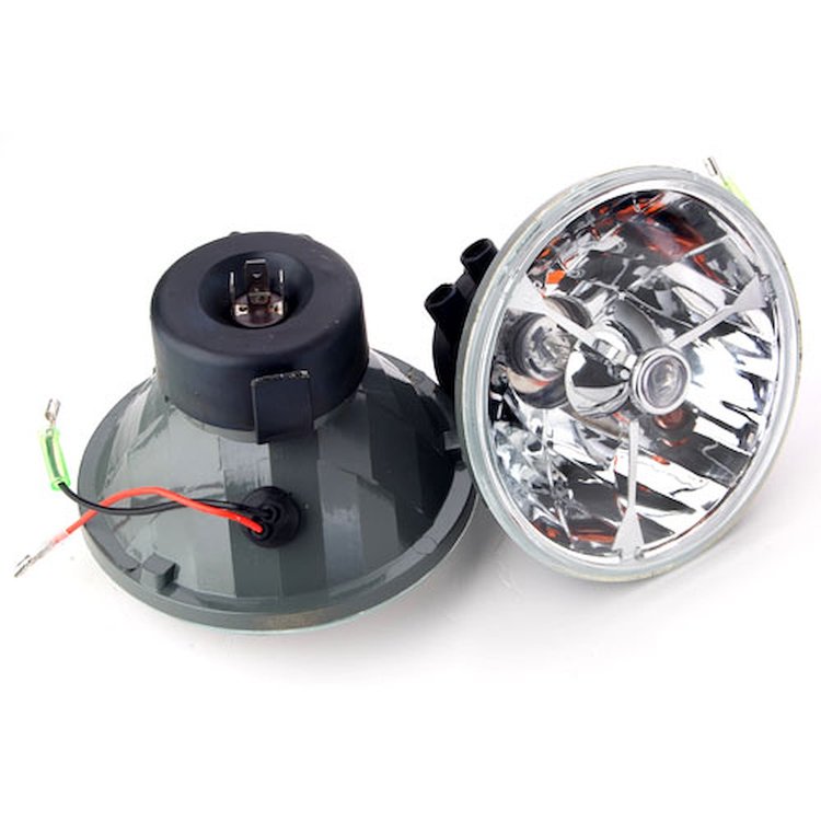 Tri-Bar Round Headlights Clear Dot with Amber Signal