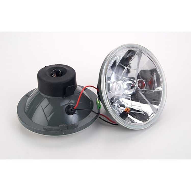 Tri-Bar Round Headlights Red Dot with Amber Signal