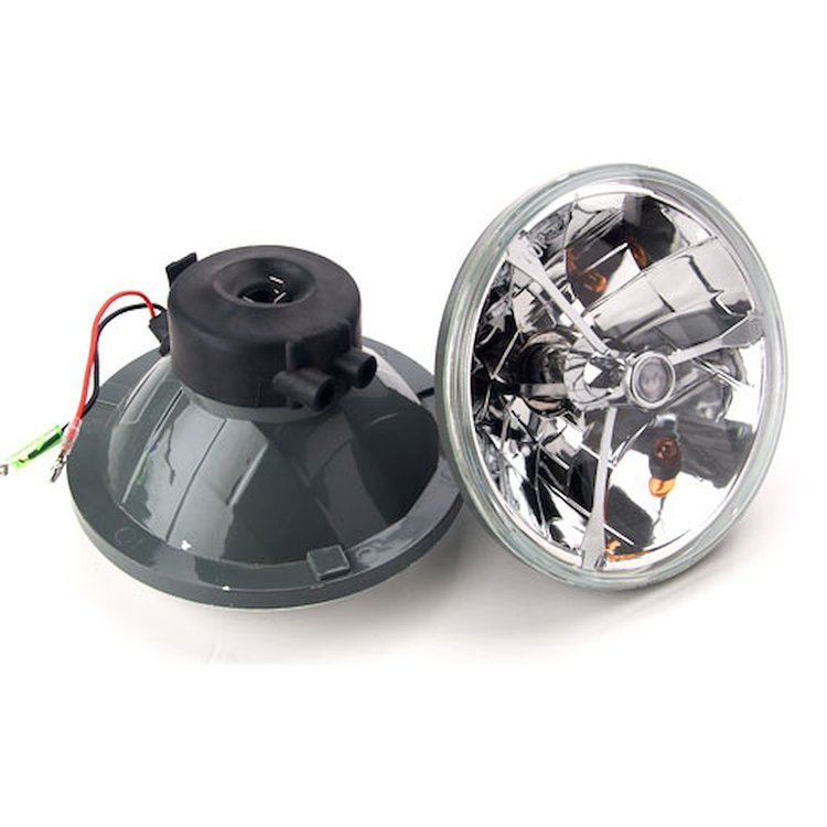 Tri-Bar 7" Round Headlights Clear Dot with Amber Signal
