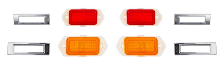 Side Marker Light Kit for 1969 Chevrolet Camaro, Clear/Red Lenses [Front & Rear]