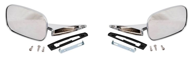 GM Side View Mirror Kit Fits Select 1968-1972 GM Cars [Rounded-Style Pivot End]
