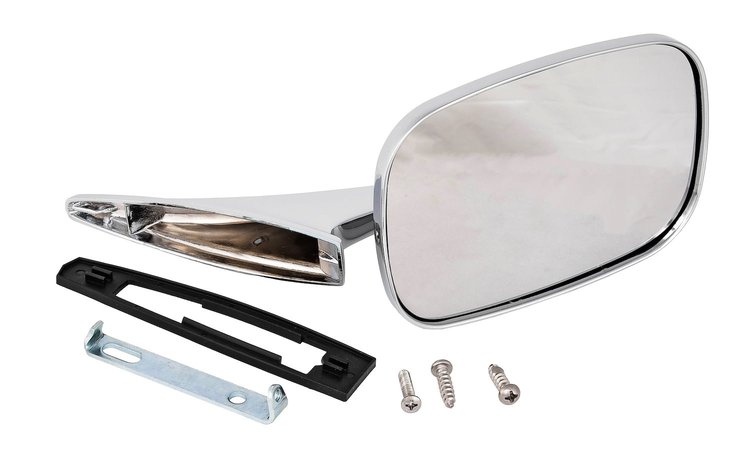 Manual Side View Mirror Fits Select 1968-1972 GM Cars, w/Rounded-Style Pivot End and Rib on the Base [Right/Passenger Side]