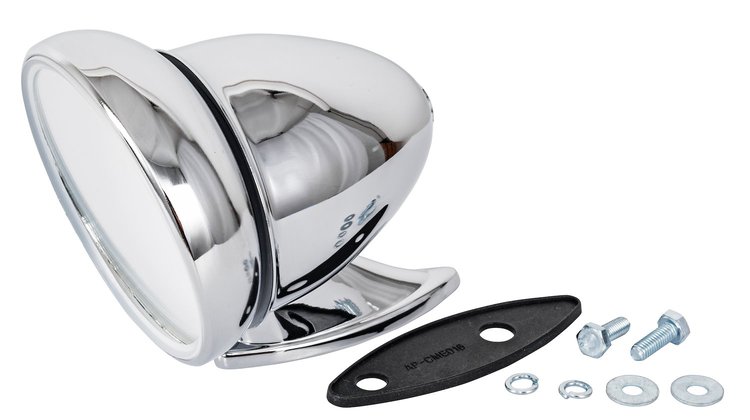 GT Racing Bullet-Style Side View Mirror [4 in. Chrome]