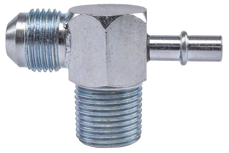 Power Brake Vacuum Fitting [3/8 in. NPT Male to 5/8 in.-18 Inverted Flare Male with 1/4 in. Vacuum Port]
