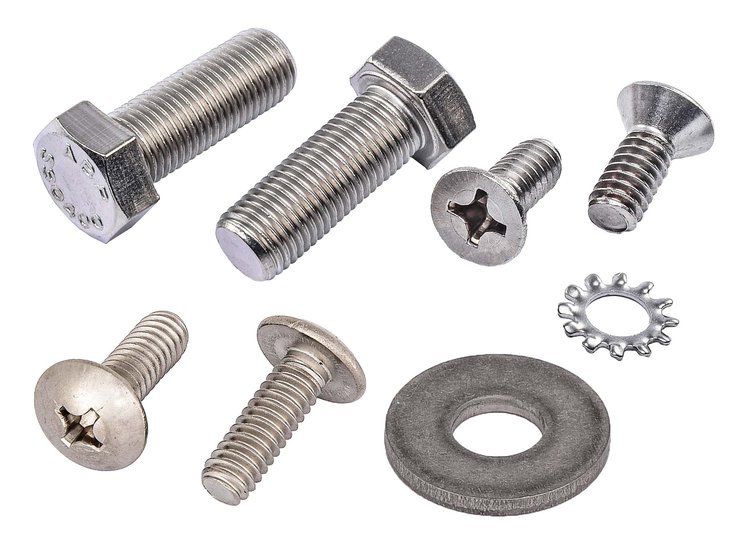 Door Hinge, Latch & Striker Bolt Set for 1955 (2nd Series)-1959 Chevrolet, GMC Truck, Suburban [Natural Stainless Steel]