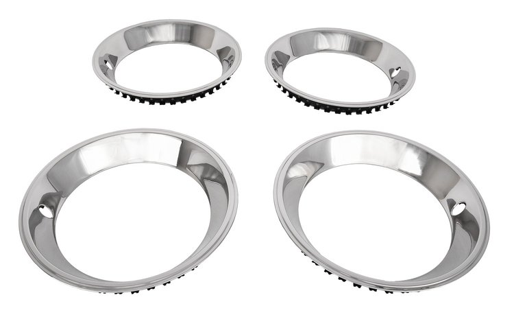 Stainless Steel SS Trim Ring Set for 1969 Chevrolet Camaro & 1969-1970 Chevrolet Chevelle, El Camino [15'' x 7 & 8'']